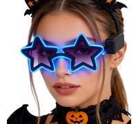 Moonlove LED Star Shaped Glasses Wireless Neon Light Up Sunglasses with 3 Flash Modes Glow in the Dark Novelty Eyewear for Concert Festival Halloween Birthday Club Rave Party, Batteries Not Included