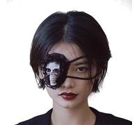 Moonlove Lolita Eye Mask Gothic Single Eye Patch for Women Cute Kawaii Heart Shaped Dark Skull Shape Eyepatch for Comic Events Cosplay Halloween Accessories Fancy Dress Costume Props