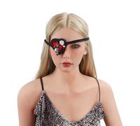 Moonlove Lolita Eye Mask Gothic Single Eye Patch for Women Cute Kawaii Heart Shaped Dark Skull Shape Eyepatch for Comic Events Cosplay Halloween Accessories Fancy Dress Costume Props