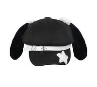 Moonlove Lovely Winter Newsboy Cap with Faux Fur Long Puppy Ears Plush Decorative Bones and Star Adjustable Belt Decoration Cute Animal Hat Hood for Halloween Party Cosplay Costume