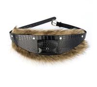 Moonlove Medieval Viking Wide Waist Belt with Luxurious Faux Fur Trim PU Leather Fashion Cincher Waistband Elegant Waist Accessory Decoration Punk Belt for Halloween Costume Cosplay Party