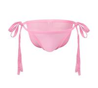 Moonlove Mens Sexy Low Rise Sheer G-String Thong Underwear Adjustable Side Lace Up T-Back Panties See Through Mankini Bikini Joke Gift for Men Sissy Briefs Bulge Pouch Pink