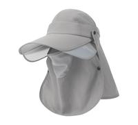 Moonlove Multifunctional Sun Hat with Extendable Brim, Detachable Face Mask & Neck Flap, Men Women 4-in-1 Convertible Visor Baseball Cap for Fishing Hiking Gardening Beach Camping Light Grey