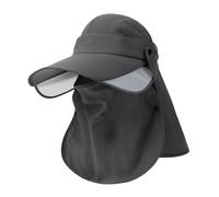 Moonlove Multifunctional Sun Hat with Extendable Brim, Detachable Face Mask & Neck Flap, Men Women 4-in-1 Convertible Visor Baseball Cap for Fishing Hiking Gardening Beach Camping Black