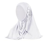 Moonlove One Piece Malaysian Turban Muslim Floral Instant Hijab Ready to Wear Pullover Prayer Shawl Pull on Islam Scarf Head Wrap Women Headscarf Body Cover Worship Umrah Headpiece Clothing Chador