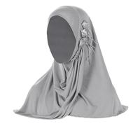 Moonlove One Piece Malaysian Turban Muslim Floral Instant Hijab Ready to Wear Pullover Prayer Shawl Pull on Islam Scarf Head Wrap Women Headscarf Body Cover Worship Umrah Headpiece Clothing Chador