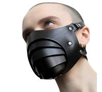 Moonlove PU Leather Mask for Men Gay Transgender Harness Mouth Cover Steam Punk Gothic Halloween Rave Party Night Club Party Face Mask Comic Convention Headgear Accessory