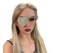 Moonlove Rhinestone Heart Eye Patch Punk Rock Style Gothic Single Eye Mask Sparkly Heart Shape Eyepatch Costume Accessory for Halloween Cosplay Evening Party Fancy Dress Prop