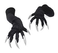 Moonlove Teens Adult Halloween Gloves with Long Nails Cosplay Costume Claw Paw Mitts Pointed Fingernails Elbow Length Funny Ghost Bizarre Gloves Hand Mittens for Fancy Dress Ball Carnival Party Props