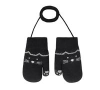 Moonlove Toddler Baby Knitted Gloves with Anti-Lost Rope Double Layer Winter Warm Cute Cartoon Cat Kitty Mittens Thick Plush Fleece Padded Thermal Hand Warmer for Infant Boys Girls 0-3 Years Old