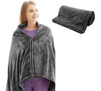 Moonlove USB Heated Blanket With Zip, Machine Washable Electric Heating Shawl, Winter Warm Portable Warming Throw, USB Fast Heating, 3 Temperature Levels, Auto Shut Off, 80 * 150cm