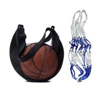 Moonlove Waterproof Basketball Storage Bag with Adjustable Shoulder Strap and Sports Single Ball Mesh Net Set Football Soccer Volleyball Training Equipment Crossbody Holder Gym Bag Carrying Sack