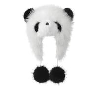 Moonlove Winter Cute Plush Panda Ear Flaps Hat for Unisex Teens Adults, Windproof Furry Earmuffs Warm Cap Animals Style Novelty Birthday Gift Cold Weather Hat for Women Men