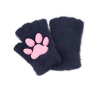 Moonlove Women Cat Paw Winter Mittens Bear Claw Half Finger Gloves, Halloween Costume Accessory, Thermal Warm Plush Hand Warmer, Cosplay Accessory, Fancy Dress Party Prop, Fingerless Handwear
