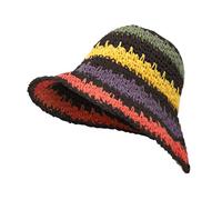 Moonlove Women Girls Sun Hat Adults Teens Wide Brim Colorful Floppy Foldable Knitted Straw Hat Spring Summer Breathable UV Protection Cap for Beach Vacation Cruise Black