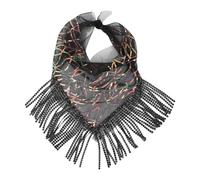 Moonlove Women Glitter Tassels Scarf Sparkle Sequin Neck Tie Party Evening Thin Shinny Tie Shawls Neckerchief Fringed Bandana Sequin Scarf Neck Decoration