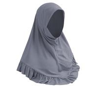 Moonlove Women Instant Wear Hijab Girls Soft Breathable Muslim Turban One-piece Head Wrap Scarf Solid Colors Short Brim Ruffled Edge Shawl Windproof Sun Protection Cape for Ramadan Church Prayer