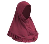Moonlove Women Instant Wear Hijab Girls Soft Breathable Muslim Turban One-piece Head Wrap Scarf Solid Colors Short Brim Ruffled Edge Shawl Windproof Sun Protection Cape for Ramadan Church Prayer