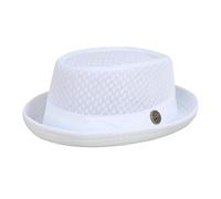 Moonlove Women Men Summer Fedora Hat Unisex Adults Breathable Vintage Classic Mesh Trilby Panama Hat Outdoor Short Brim Beach Sun Cap for Holiday Travel Cruise White