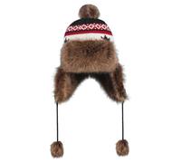 Moonlove Women Men Winter Knitted Hat with Windproof Warm Ear Flaps Unisex Adults Teens Cold Weather Outdoor Ample Leaves Pattern Thermal Furry Fleece Lined Hat for Skiing Skating Cycling Black