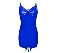 Moonlove Women Sexy Dress with Cross Strap Halter Sleeveless Spaghetti Strap Bodycon Short Dress Sheer Mesh Backless See-Through Babydoll Nightwear Blue