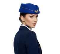 Moonlove Womens Professional Beret for Air Hostess & Hotel Staff Formal Uniform Hat with Leaf Emblem Wool Blend Stewardess Cap Classic Elegant Ceremonial Headwear