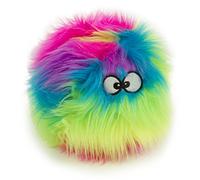 Moonmoon goDog Furballz Squeaky Plush Ball Dog Toy, Chew Guard Technology - Rainbow, Medium