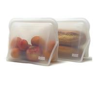 Moonmoon Reusable Silicone Bags | Reusable Freezer Bags | Set of 2 XL Stand Up Silicone Bags (1500ml, clear)