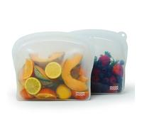 Moonmoon Reusable Silicone Bags | Silicone Freezer Bags | Set of 2 XXL Curve Bags (2000ml, clear)
