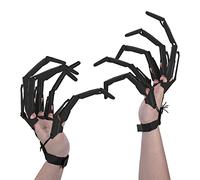 Moonoom Halloween 3D Printed Flexible Articulated Fingers - Wearable Scary Skeleton Bone Extension, Black, One size