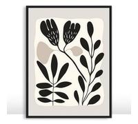 Moonow7 Abstract Boho Leaf Wall Art Poster, Minimalist Black and White Floral Prints for Modern Home Decorations in Bedroom, Living Room, Office, or Dining Area, Unframed Size 30x40 cm / 12x16″