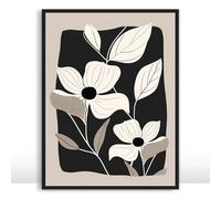 Moonow7 Black and White Floral Wall Art Prints, Minimalist Botanical Posters, Neutral Aesthetic Decoration, Living Room Artwork, Bedroom Wall Accents, Unframed Size A4 21x29.7 cm / 8x12