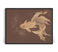Moonow7 Chinese and Japanese Koi Fish Art, Elegant Feng Shui Poster for Zen-Inspired Living Room or Bedroom Decor, Unframed Size 30x40 cm / 12x16″
