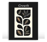 Moonow7 Growth Wall Art Poster, Modern Botanical Design with Abstract Leaves, Boho Decor for Office or Living Room, Unframed Size A4 21x29.7 cm / 8x12″