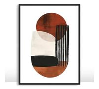 Moonow7 Modern Abstract Neutral Boho Geometric Print, Minimalist Aesthetic Terracotta Wall Art for Living Room, Bedroom, Hallway, and Entryway, Small Poster, Unframed Size A4 8x12” / 21x29.7 cm