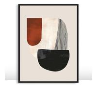 Moonow7 Modern Abstract Neutral Boho Geometric Print, Minimalist Aesthetic Wall Art in Terracotta, Beige, and Black for Living Room, Bedroom, Entryway, Dining Room, Unframed Size 16x20” / 40x50 cm