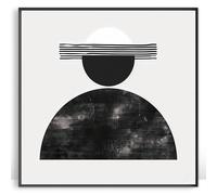 Moonow7 Monochrome Minimalist Abstract Art, Black and White Geometric Wall Art for Modern Living Room or Office, Unframed size 30x30 cm / 12x12″