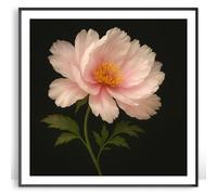 Moonow7 Square Floral Poster, Soft Pink Peony Wall Art Prints for Home Decor in Living Room, Bedroom, Bathroom, Entryway, or Reading Space, Unframed Size 10x10” / 25x25 cm