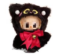Moonpii Moonpii 17cm Doll Clothes, Black Cat Plush Doll Outfit with Red Bow & Bell, Cute Halloween Doll Costume for 17cm Dolls, Plush Doll Clothes, 17cm Doll Accessories, Cosplay Doll Outfit