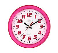 Moonport Kids Wall Clock,8 Inch Silent Non-ticking Battery Operated Small Plastic Wall Clocks for Girls Rooms 20 cm,Pink