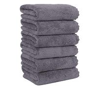 MOONQUEEN 6 Pack Premium Hand Towels - Quick Drying - Microfiber Coral Velvet Highly Absorbent Towels - Multipurpose Use as Hotel, Bathroom, Shower, Spa, Hand Towel 16 x 28 inches (Gray)