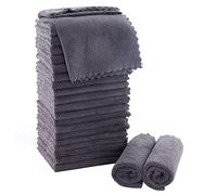 MOONQUEEN Ultra Soft Premium Washcloths Set - 12 x 12 inches - 24 Pack - Quick Drying - Highly Absorbent Coral Velvet Bathroom Wash Clothes - Use as Bath, Spa, Facial, Fingertip Towel (Grey)