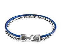 Moonraker Mast Silver and Round Leather Bracelet ANCHOR & CREW Blue 19cm