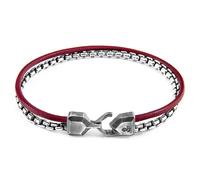 Moonraker Mast Silver and Round Leather Bracelet ANCHOR & CREW Red 23cm