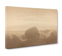 Moonrise On An Empty Shore By Caspar David Friedrich Canvas Print | Gallery Wrapped 30mm Frame Wall Art | 24x16 inches | Ready to Hang | Classic Picture | Living Room Bedroom Lounge Office