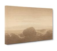Moonrise On An Empty Shore By Caspar David Friedrich Canvas Print | Gallery Wrapped 30mm Frame Wall Art | 30x20 inches | Ready to Hang | Classic Picture | Living Room Bedroom Lounge Office