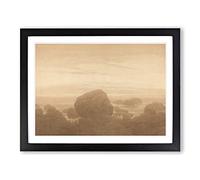 Moonrise On An Empty Shore By Caspar David Friedrich Classic Painting Framed Print | A2 Black Framed Wall Art | Ready to Hang | Classic Historical Picture | Living Room Bedroom Lounge Office