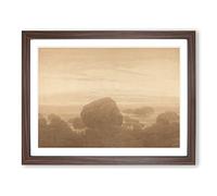 Moonrise On An Empty Shore By Caspar David Friedrich Classic Painting Framed Print | A2 Walnut Framed Wall Art | Ready to Hang | Classic Historical Picture | Living Room Bedroom Lounge Office
