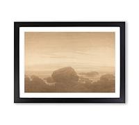Moonrise On an Empty Shore by Caspar David Friedrich Framed Print | A2 Black Framed Wall Art | Ready to Hang | Modern Nature Picture | Living Room Bedroom Lounge Office
