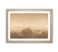 Moonrise On an Empty Shore by Caspar David Friedrich Framed Print | A2 Oak Framed Wall Art | Ready to Hang | Modern Nature Picture | Living Room Bedroom Lounge Office